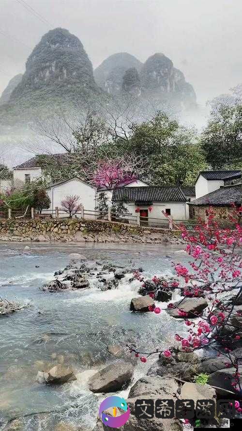 桃花洞口已是溪水潺潺乡村风情:美丽画卷