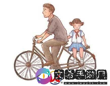 一位父亲用缓慢而有力的动作送女儿上学