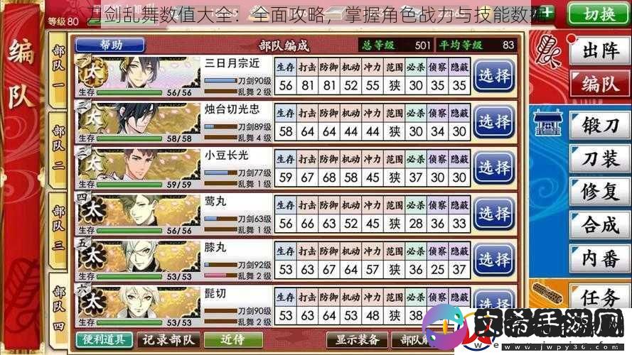 刀剑乱舞数值大全