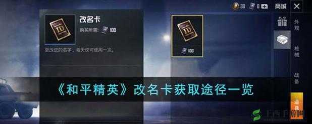 和平精英无改名卡时获取途径大揭秘